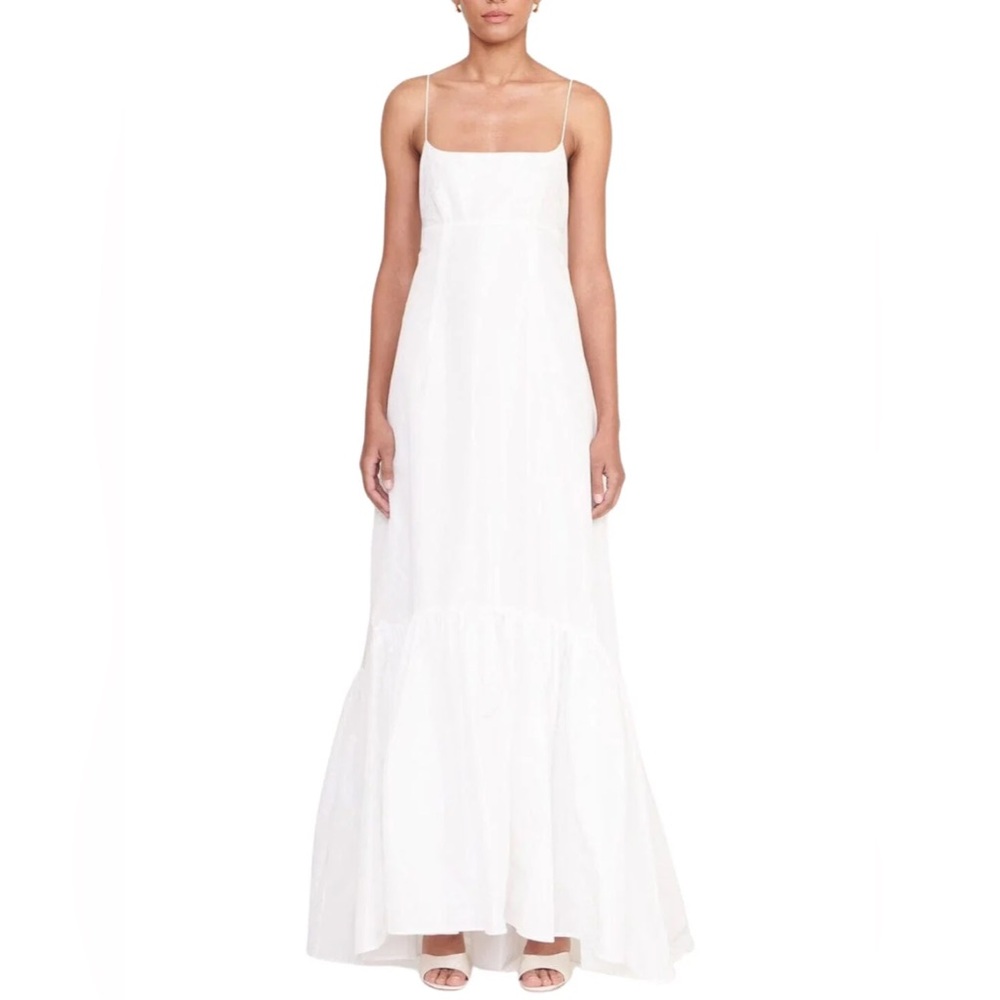 STAUD Florence Tiered Taffeta Gown White